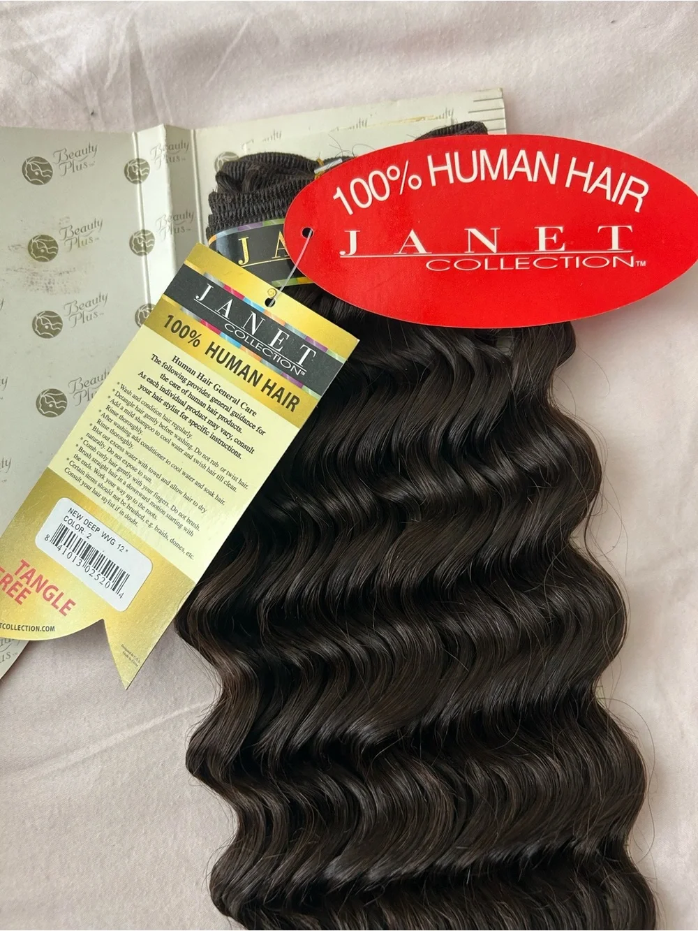 Janet Collection Deep Wave 12” Human Hair Extensions -Color 2 Natural Black